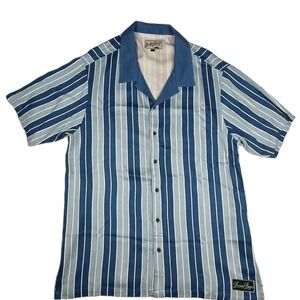 Bogey Boys by Macklemore Shirt Mens Large Blue Striped Baseball Button-Up‎ Golf
